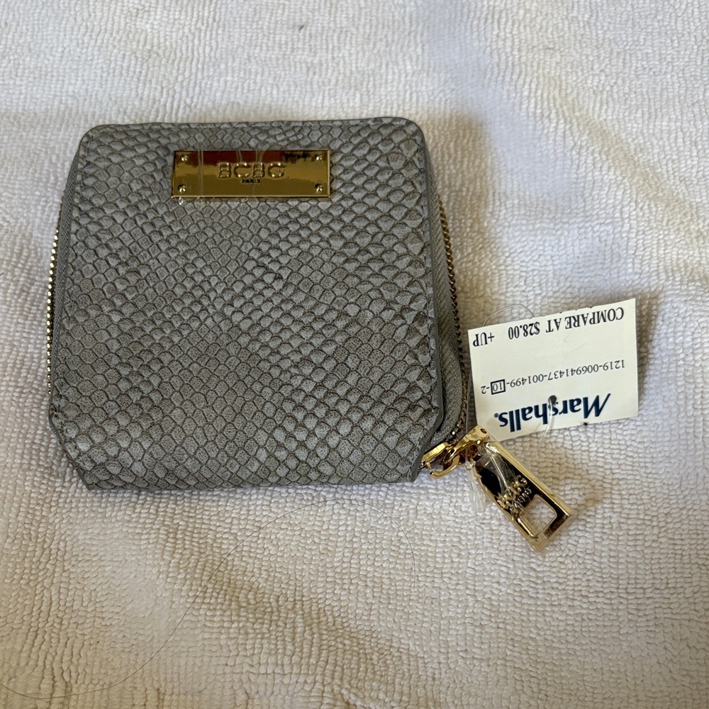 BCBG Snake Print Wallet with Gold Detail